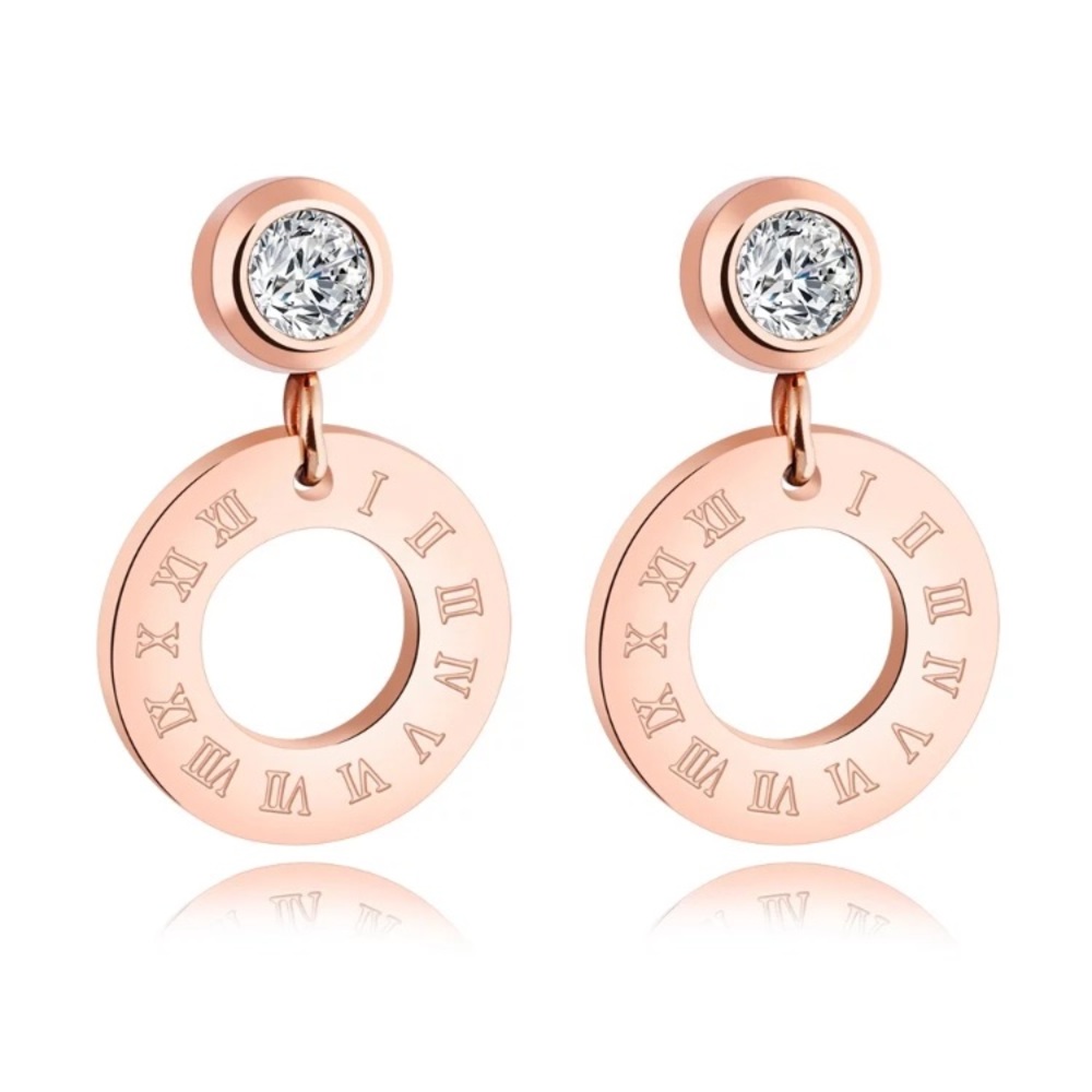 3/$30 Rose Gold Stainless Steel Roman Earrings